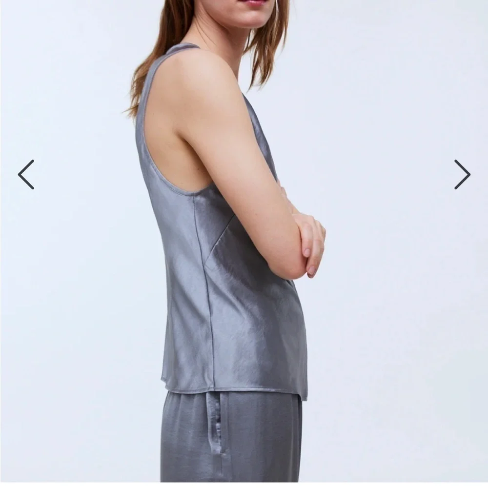 Madewell Satin Cutaway Vest Top Steel Dusk Grey size 0 NWT - Picture 3 of 10